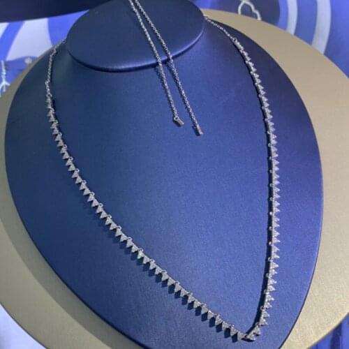 UMGODLY Luxury Brand High Quality Silver Color Triangle Wheat Ears Necklace Micro Cubic Zirconia Stones Women Fashion Jewelry