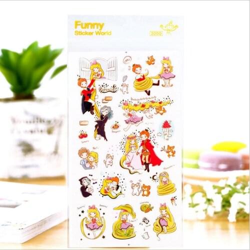 Vintage Style CharactersThe Rapunzel Princess Story PVC Decorative Bronzing Gold Stickers Diary Album DIY Stationery Stickers