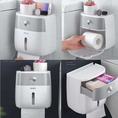 Waterproof Toilet Roll Holder Paper Box Towel Wall Mounted Wc Stand Case Tube Storage Bathroom Accessories