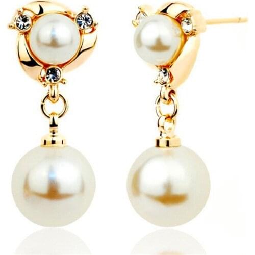 2020 Korean fashion jewelry crystal imitation pearl crystal earrings for women crystal shop