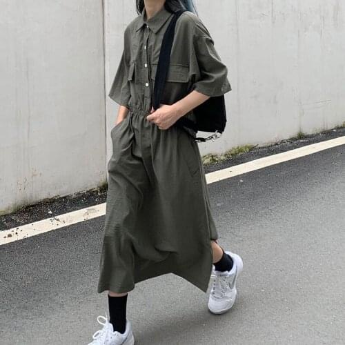 2021 Plus Size Summer Shirt Dress Evening Kaftan Vintage Dress Party Oversize Long Beach Women Dresses Robe Vestido Maxi Green