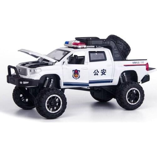 1:32 Toyota Tundra Alloy Diecast SUV Big Wheels Police Car Model with Lights Music Function Metal Vehicles Model Adult Gifts