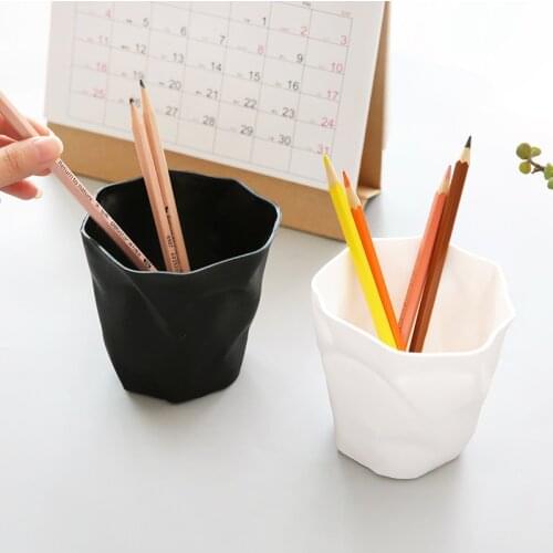 1PC Pen Pencil Holder Container Desk Multifunction Mini Desktop Dustbin Vase Pot Makeup Brush Holders Home Office Stationery