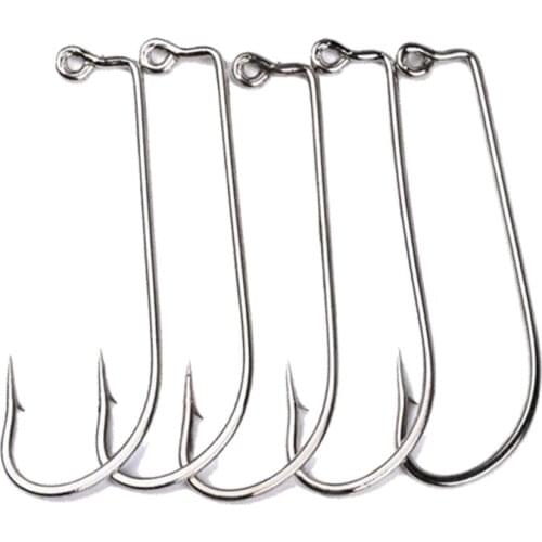 100pcs Oshaughnessy JIG Hook Jig Big Stainless Steel Sea Fishhook Silver Steel Carp Fly Fishing Hooks White