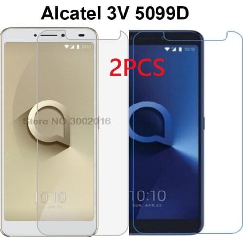 2PCS Tempered Glass Case For Alcatel 3V 5099D Screen Protector Protective Film For Alcatel 3V 5099D 3 V 5099 6.0 inch Glass Film