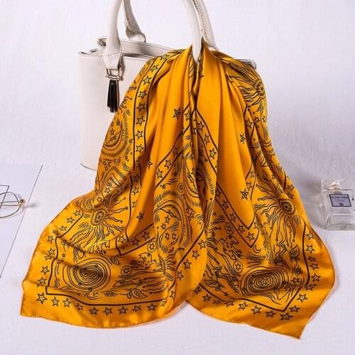 2021 Fashion Floral Print Silk Scarf Women Hairband Neck Scarves Foulard Square Shawl Wrap Lady Neckerchief Female Bandana