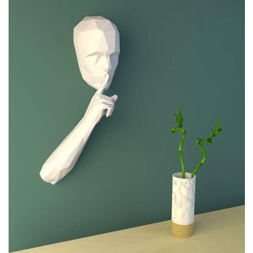 3D Paper Model of The Silent Person Paper Craft Home Library Wall Decoration Puzzles Educational DIY Toys Keep Quiet Symbolize