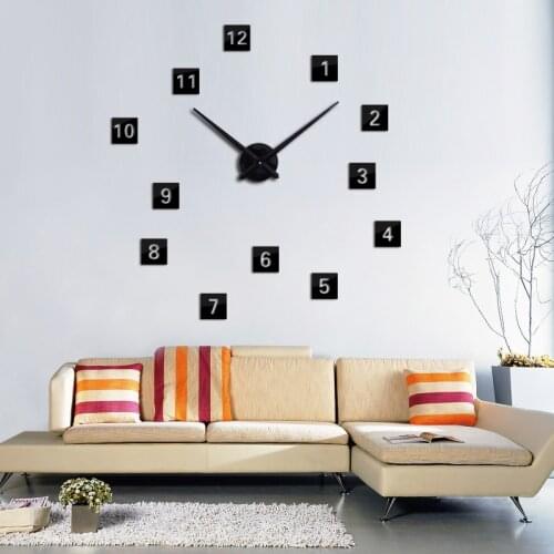 3d real big wall clock rushed mirror wall sticker diy living room home decor fashion watches new arrival Quartz clocks