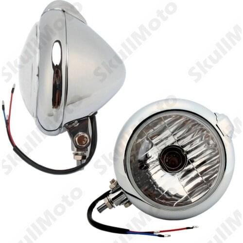 7 1/8" Motorcycle Headlight Chrome Retro Vintage Hi/Lo Headlight Lamp For Harley Honda Suzuki Cafe Racer Bobber Chopper SX650