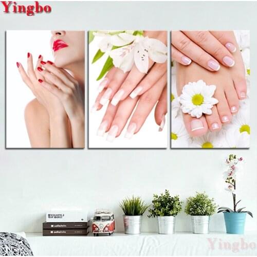 3 Pcs/set DIY Diamond Painting Yoga Spa Salon Nail Body Massage Artwork Cross Stitch Needlework Square round Diamond Embroidery