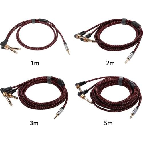 Audio Cable Angle Mini Jack 3.5 to Dual 1/4" Jack for PC Mobile to Mixer Speaker Amplifier 3.5mm to 2*6.35 OFC Cable 1M 2M 3M 5M