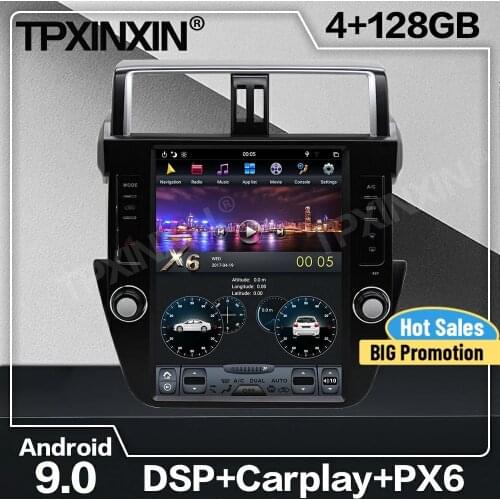 128G Tesla Screen Carplay Android Car Radio 2 Din Stereo Receiver For Toyota Land Cruiser Prado 150 2014 2015 2016 2017 GPS Unit