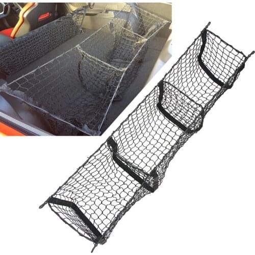 Car Pickup SUV Trunk Cargo Organizer Storage Net 3 Pocket Grid Luggage Bag Durable Expandable Mesh