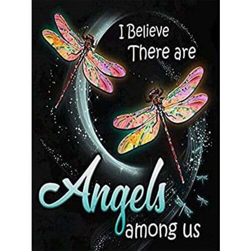 Color Insect Dragonfly English Word Diamond Painting Round Full Drill DIY Mosaic Embroidery 5D Cross Stitch Black Background