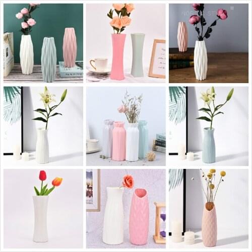 Flower Vase Decoration Home Plastic Vase White Imitation Ceramic Flower Pot Flower Basket Nordic Decoration Vases For Flowers