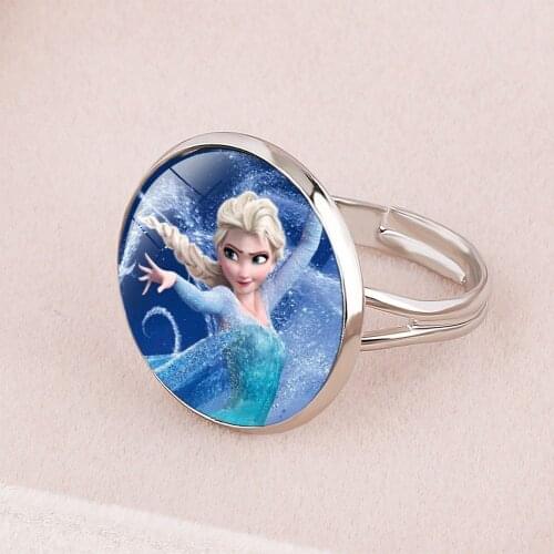 Disney Cartoon Frozen Princess Elsa Childrens Ring Snow White Cinderella Jewelry doll Accessories gifts for girls
