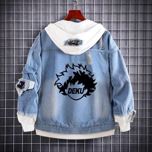 My Hero Academy Animation Denim Jacket Spring And Autumn Trend Loose Denim Hoodie
