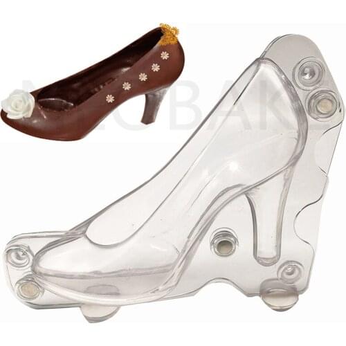 Big Size 3D High-Heeled Shoe Plastic DIY Chocolate Mold Stereo High Heels Lady Shoes Candy Mold Baking Cake Decorating Tools