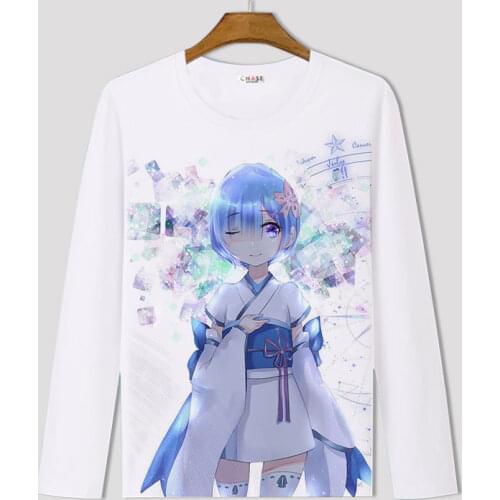 Re:Life in a different world from zero Cosplay T Shirt Ram Rem Print Long Sleeves T-Shirt Casual Top Tee tshirt Outwear Costume