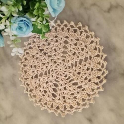 Hot Round Handmade Lace cotton table place mat pan pad Cloth crochet placemat cup mug wedding tea coffee coaster doily kitchen