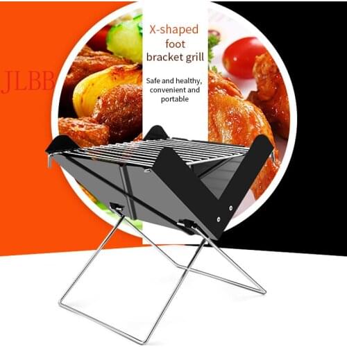 Barbecue Grilling Portable Foldable Barbecue Frame Charcoal Grill Mini Outdoor Non-Stick BBQ Wire Type X BBQ Accessories