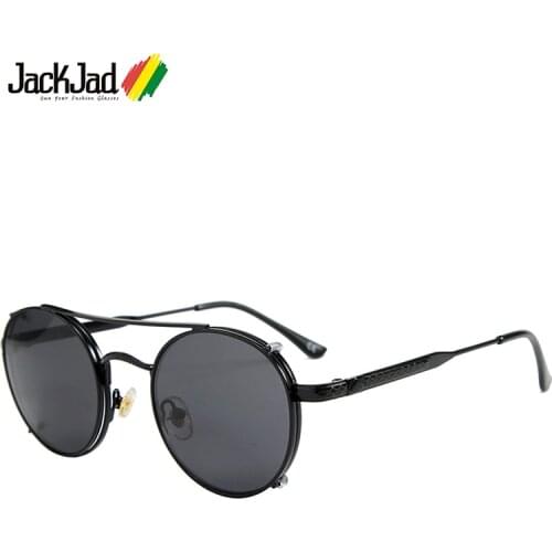 JackJad 2020 Fashion SteamPunk Style Clip On Round Sunglasses Vintage Lens Removable Brand Design Sun Glasses Oculos De Sol S085