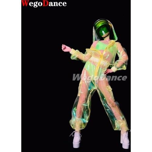 Cosplay Tights PVC Faux Leather Zipper Open Jumpsuit Sexy Ladies Halloween Costume Gogo Singer Dancer Transparent