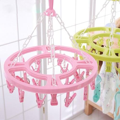 Circle socks hanger plate household plastic clip rotating windproof clothespin plastic hangers for clothes underwear bra rack