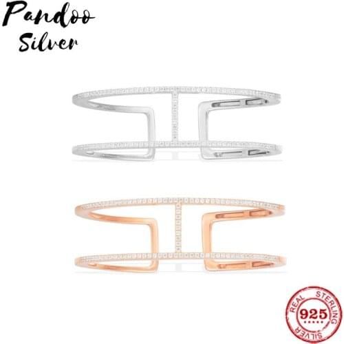 Fashion Charm Sterling Silver Copy 1:1 Copy,Pink Silver Cuff Women 2021 Jewelry Gift With Logo