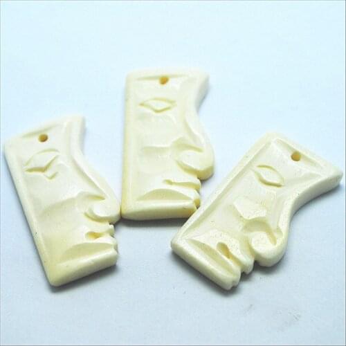 US fashion beads 2pcs natural bone beads handmade drawing unique beads face figures size 33x18mm