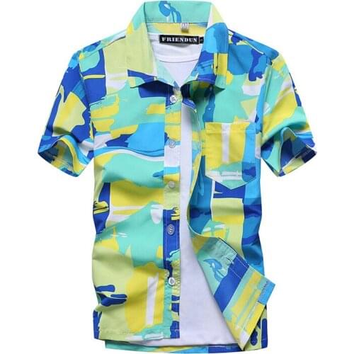 Mens Summer Beach Hawaiian Shirt Brand Short Sleeve Plus Size Floral Shirts Men Casual Holiday Vacation Clothing Camisas