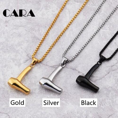 New 3 colors Stainless steel Hairdresser tool charm necklace Hair dryer pendant necklace for men womens fashion CAGF0387
