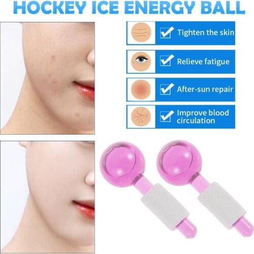 Facial Cooling Ice Globes 2Pcs Crystal Glass Water Wave for Face Eye Massage Beauty Ice Hockey Energy Beauty Crystal Ball