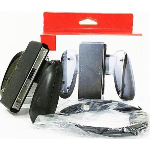 Original New Charging Station For NS Switch Grip Handle Charger For joy-CON Controller With USB Cable Handrip Clear Black