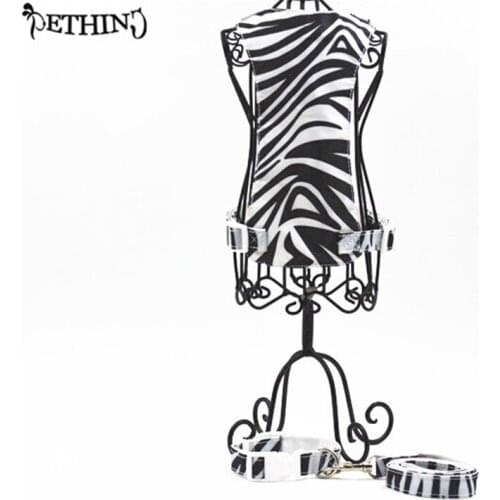 New Zebra Stripe Pattern Dog Rope Leash+Collar+Harness Nylon Soft Comfortable Pet Supplies Adjustable Dog Harness And Collar S L