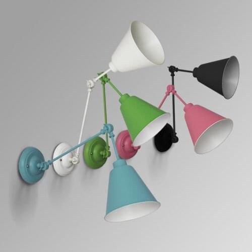 Simple modern American country retro mirror front wall light creative bedside bedroom living room study long arm wall lamp