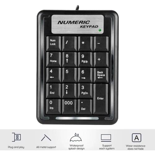 Wired Digital keypad Mini Slim USB 19Keys 000 Numeric keypad for accounting bank securities Android Windows10/8/7/Vista/XP