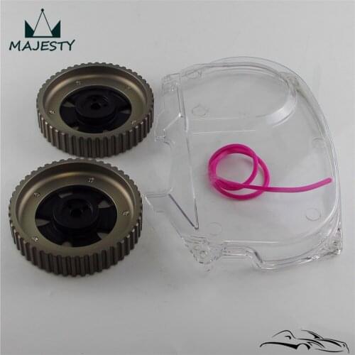 Clear Timing Belt Cover+Cam Pulley Gear Fit For Mitsubishi Lancer EVO 9 IX 4G63 BK/RD