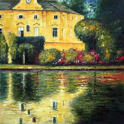 Handpainted Gustav Klimts Oil Reproductions - Schloss Kammer on Attersee Oil Paintings on Canvas Art Picture for Decoration