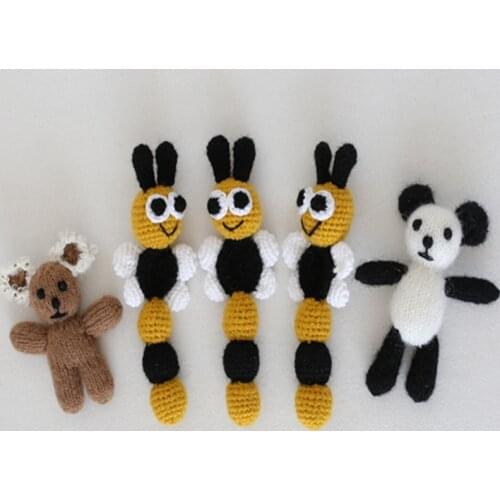 Handmade knitted mohair toys props Santa bees doll Photo Prop Christmas Newborn toys