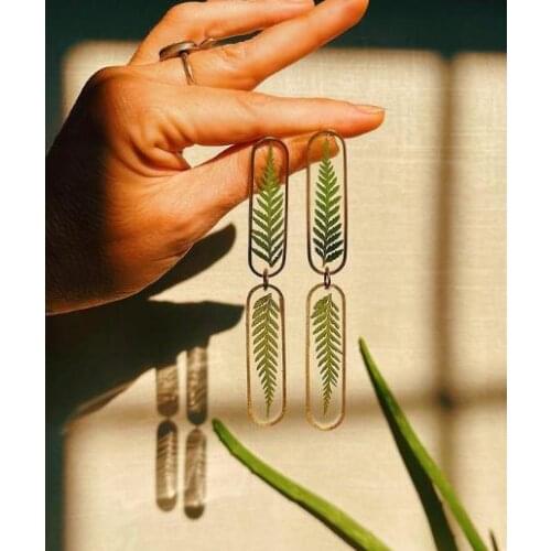 Preserved Fern Earrings,Botanical Jewelry, Birthday Gift for Mom, Flower Earrings Resin