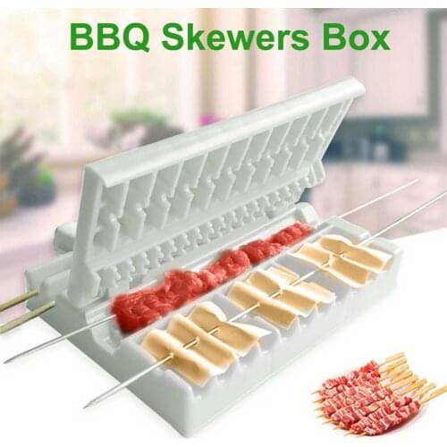 BBQ Skewers Artifact Multifunction Barbecue Kebab Maker Beef Pork Meat Vegetables Stringer Box Outdoor Grill Kitchen Accessories