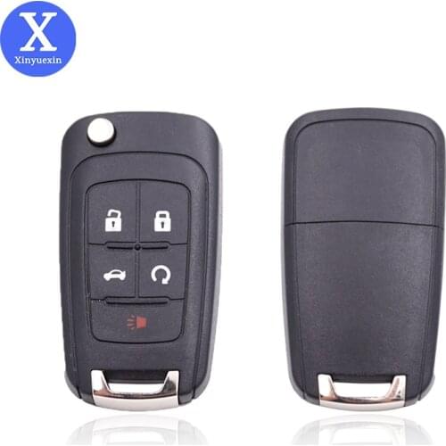 Xinyuexin Flip Folding Remote Car Key Shell Case for Chevrolet Cruze Epica Lova Camaro Impala Aveo 5 Buttons HU100 Blade