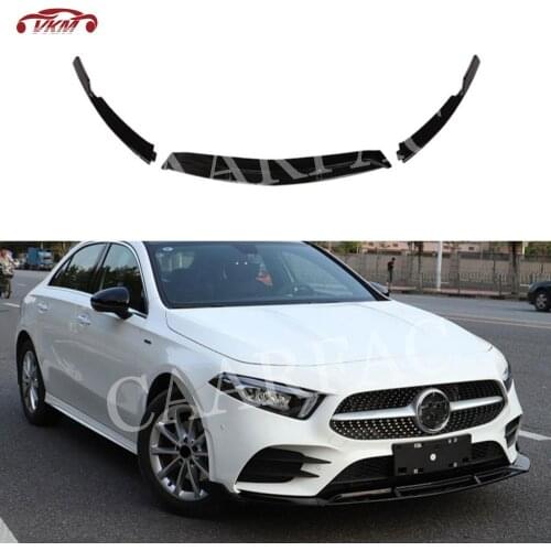 A Class Front Bumper Lip Spoiler for Mercedes-Benz A Class W177 Sport A45 AMG 2019 2020 3PCS/Set ABS Head Bumper Aprons
