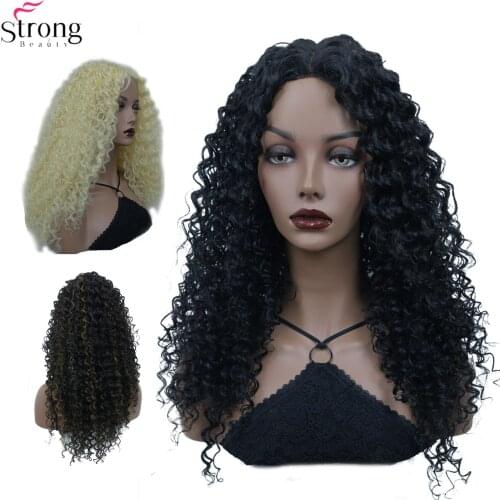StrongBeauty Synthetic Lace Wig Hair Long Kinky Curly Blonde/ Black Wigs For Women