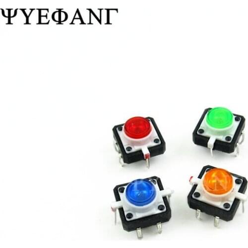 5PCS 12*12*7.3 Bring Lamp Red Green Yellow Blue White Light LED 4 Foot Key Vertical