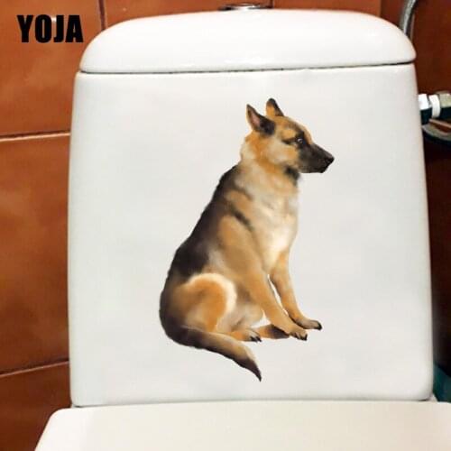 YOJA 14.7×22.8CM Hand Drawn German Shepherd Personality Wall Stickers Creative Toilet Decoration T1-2437