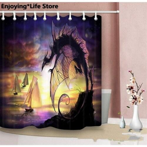 Magic World Shower Curtain Waterproof Fabric Shower Curtain Set Bathroom Bath Mat Rugs 72 x 72'' 12 Hooks 24x16‘’ Mat