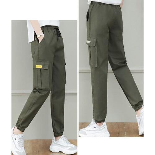 Women Korean Casual Sports Pants 2020 Spring autumn New loose high waist was thin beam feet trousers womens Plus size Overalls