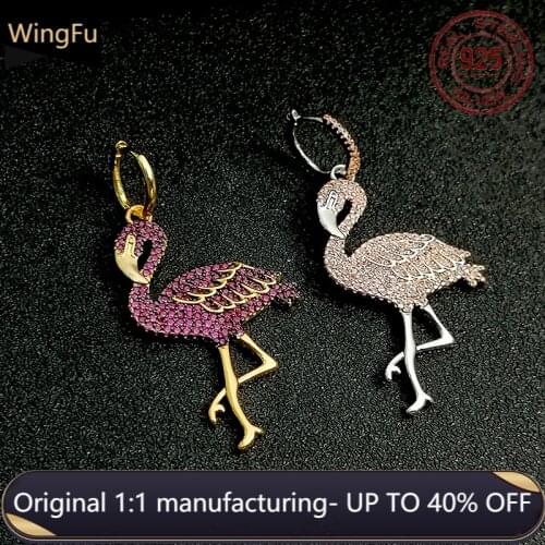 925 sterling silver women earrings zircon earrings tropical resort style flamingo earrings luxury brand Monaco jewelry gifts
